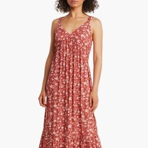 Caslon Rust & Coral Floral Maxi Dress